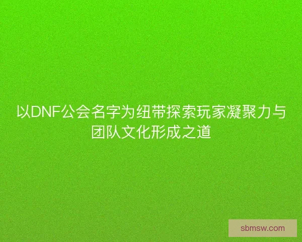 以DNF公会名字为纽带探索玩家凝聚力与团队文化形成之道 以DNF公会名字为纽带探索玩家凝聚力与团队文化形成之道